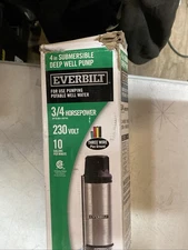 Everbilt 4" Submersible Deep Well Pump 3/4 HP 3 Wire 230V EFSUB7-123HD 