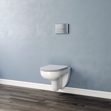 Bathroom Rimless Wall Hung Toilet WC Pan UF Soft Close Seat Round White Ceramic