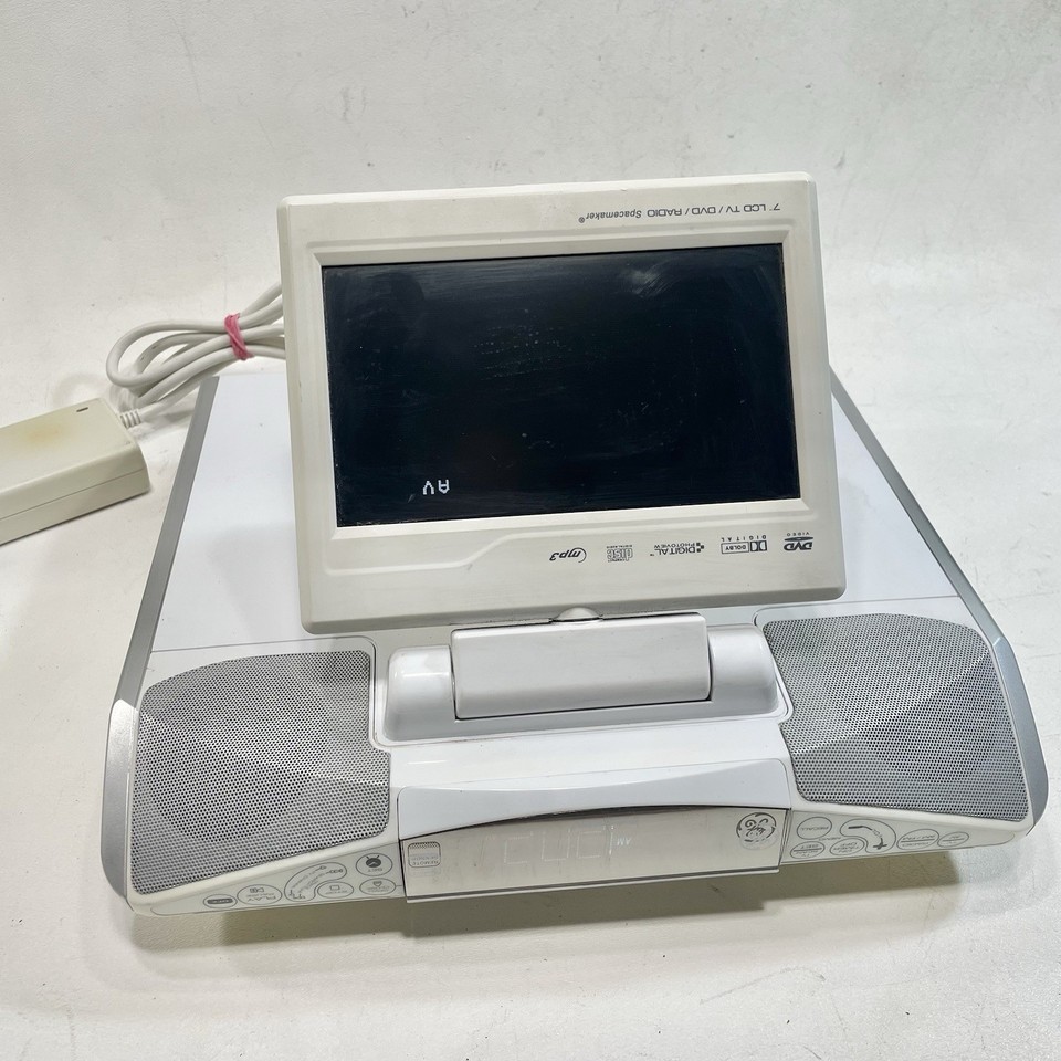 *READ* GE Slim Spacemaker White AM/FM Radio DVD CD Player 7