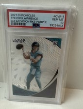 2021 Chronicles Clear Vision Trevor Lawrence Purple /49 PSA 10 GEM Mint CVR-1 