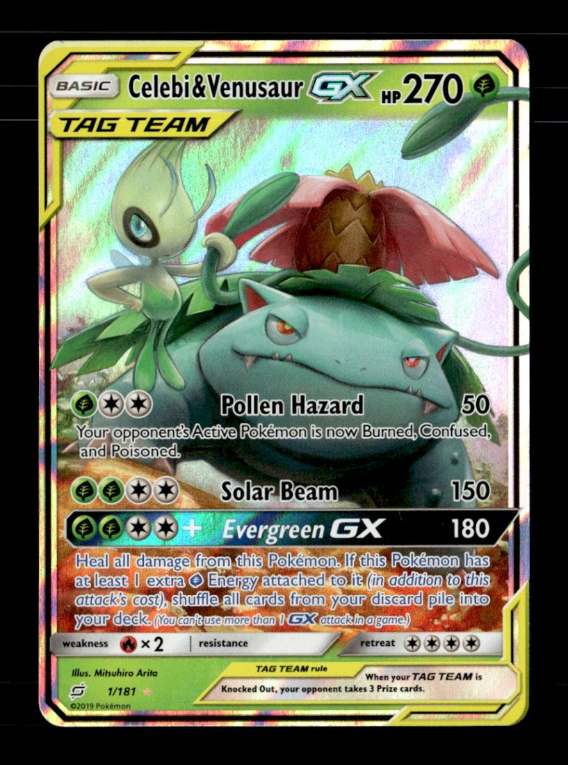 Celebi & Venusaur GX Ultra Rare SM - Team Up 1/181 LP Pokémon TCG