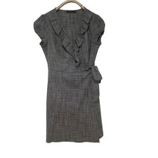 The Limited Gray Ruffle Neckline Wrap Dress Corpcore Office Siren8