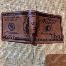 Mens Leather Wallet Bill Money Billfold US 100 Dollar Safe Purse Bifold