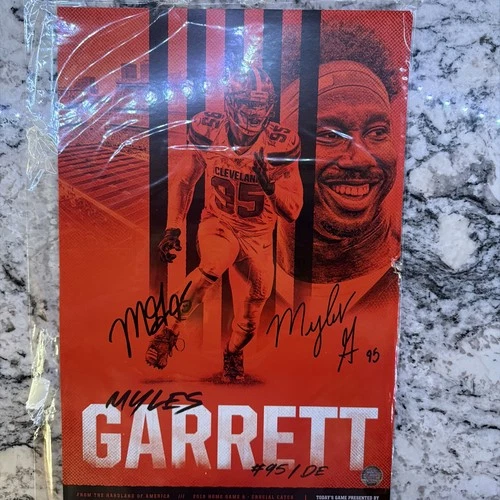 Myles Garrett Cleveland Browns signed 11"x17" poster with Holo COA