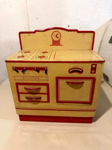 Vintage 40s-50s WOLVERINE Polar Stove Oven 1950s Play Kitchen Tin Toy
