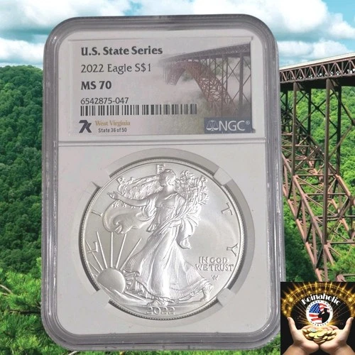 WEST VIRGINIA 2022 $1 American Silver Eagle T2 NGC MS70 State Series 🔥