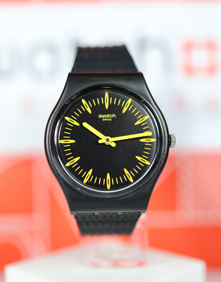 New Limited Swiss Swatch GIALLONERO GB304 34MM Black Yellow Unisex Wristwatch