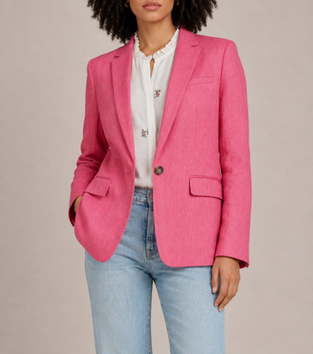 Gerard Darel Antonella Pink Linen Blazer Jacket Size 36 FR 4 US