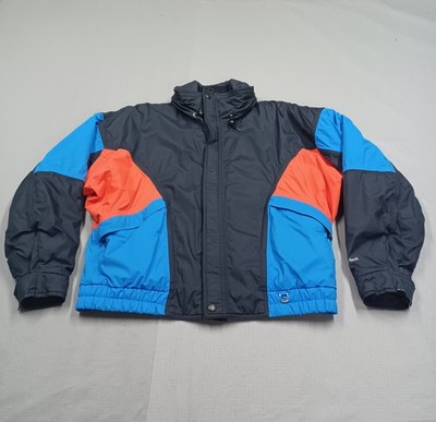 Helly-Hansen Jacket Mens Large Orange Blue Black Cevas Puffer Hooded Thinsulate