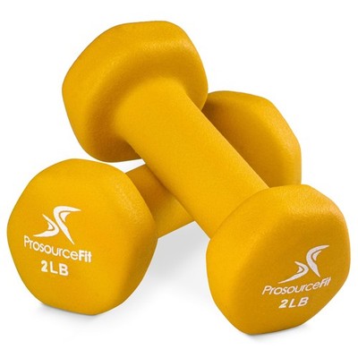 ProsourceFit Neoprene Dumbbell Coated for Non-Slip Grip, 2-Pound, Yellow-2lb