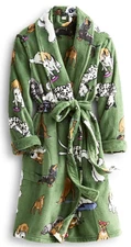 Vera Bradley Fleece Robe Dog Park 50673-23029 Green NWT