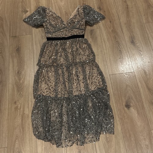 Self-Portrait Women’s Leaf print sequin midi dress UK Size 8 - Picture 1 of 13