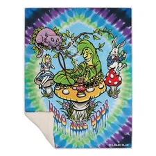 Wonderland All Mad Here Tie Dye Warm Fleece Throw Blanket, multi, 50" X 60"