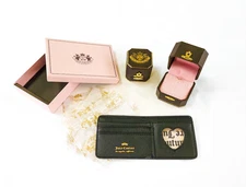 Vtg Juicy Couture Jewelery Boxes Empty Lot Of 3 Matching Black Heart Card Holder
