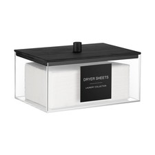 Acrylic Dryer Holder with Lid, Clear Laundry Sheets Container with 27 Labels,...