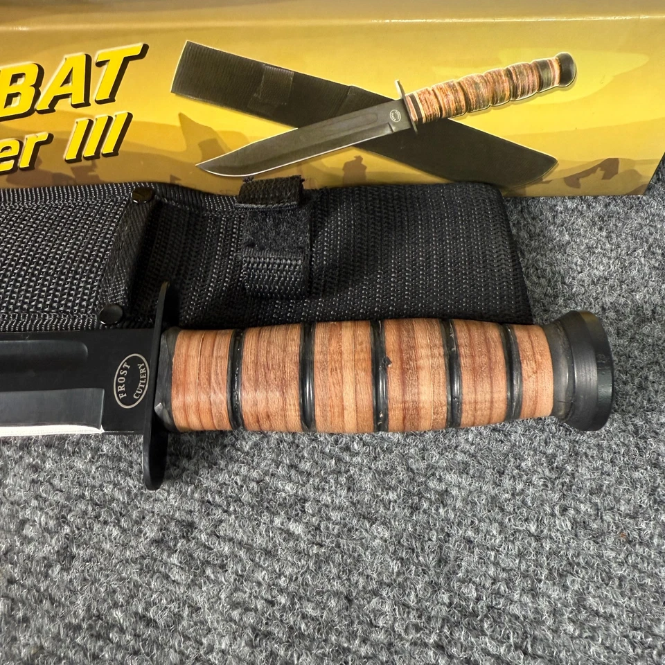 "Cuchillo Bowie Frost Cutlery Combat Fighter III hoja recubierta negra caza 12""" Foto 4 de 4