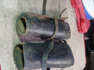 Ant Mnfg Marked Brown Leather Riding Spats Gaiters Shin Putties Leggings Calvary