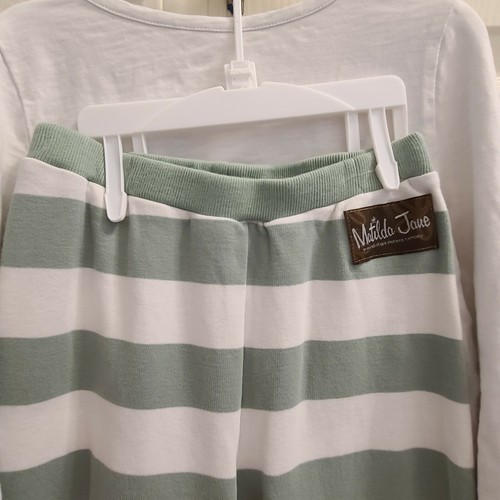 Matilda Jane Pants Kids Sz 6 Green & White Stripes - Picture 2 of 4
