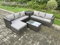Fimous Outdoor Rattan Garden Furniture Set Patio Sofa Set with Side Coffee Table
