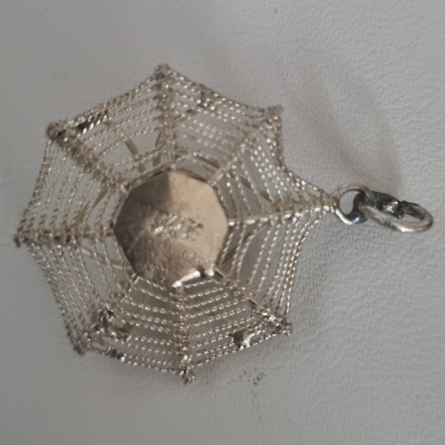 925 Solid Sterling Silver Spider In Web Charm Pen… - image 5