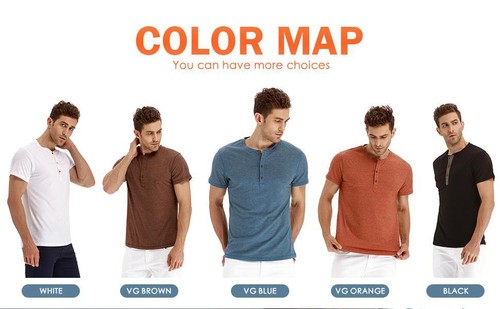 Men's Henley T Shirt Short Sleeve Slim Fit Cotton Top Casual Summer US Size Tee - 第 24/96 張圖片