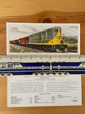 NOS EMD Electro Motive GM General Motors Locomotives Data Card Clinchfield GP-7