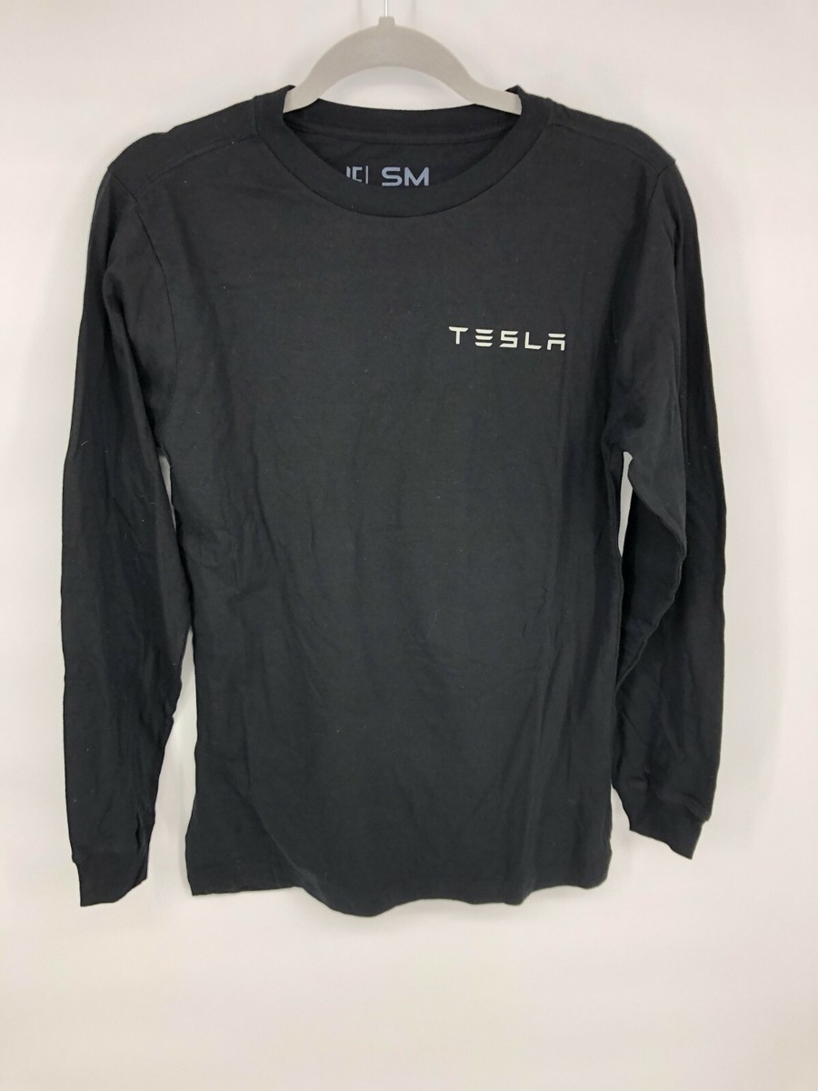 Tesla Womens Black Long Sleeve Crew Neck Cotton T Shirt Size Small 