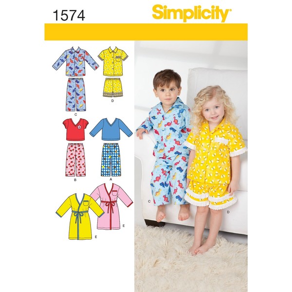 Simplicity 1574 Kleinkinder Hosen Shorts Hemd Robe Top NäHmuster GrößEn 6M-4Yr-image