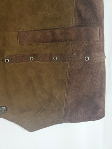 Vintage 1970 Hippie Boho Brown Color Block Suede Vest Unisex Size M/L - Picture 11 of 12