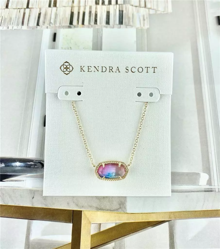 NEW Kendra Scott Elisa Watercolor Illusion Pendant Gold Necklace