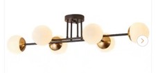 35.4 in. 6-Light Black Modern Sputnik Semi-Flush Mount Ceiling Light Fixture
