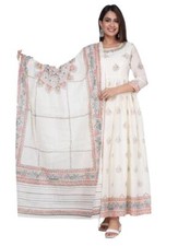 MADHUBANI PRINTED EMBROIDERED Anarkali GOWN WITH Dupatta For Women And Girls