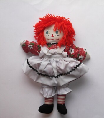 Vintage Raggedy Ann Doll-Handmade 16'' Stitched Face Yarn Red Hair