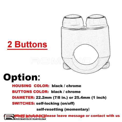 1 Momentary 1 Self-locking Button Switch For 1" & 7/8" 22mm Motorcycle Handlebar - Picture 4 of 18