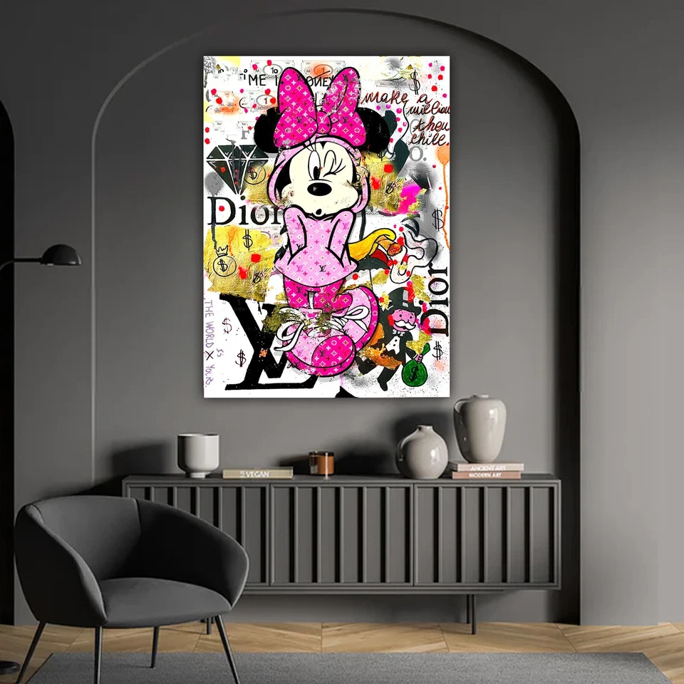 Arte pop da Disney, decoração de parede da moda, arte de personagem de desenho animado da Minnie Mouse Disney - Imagem 4 de 4