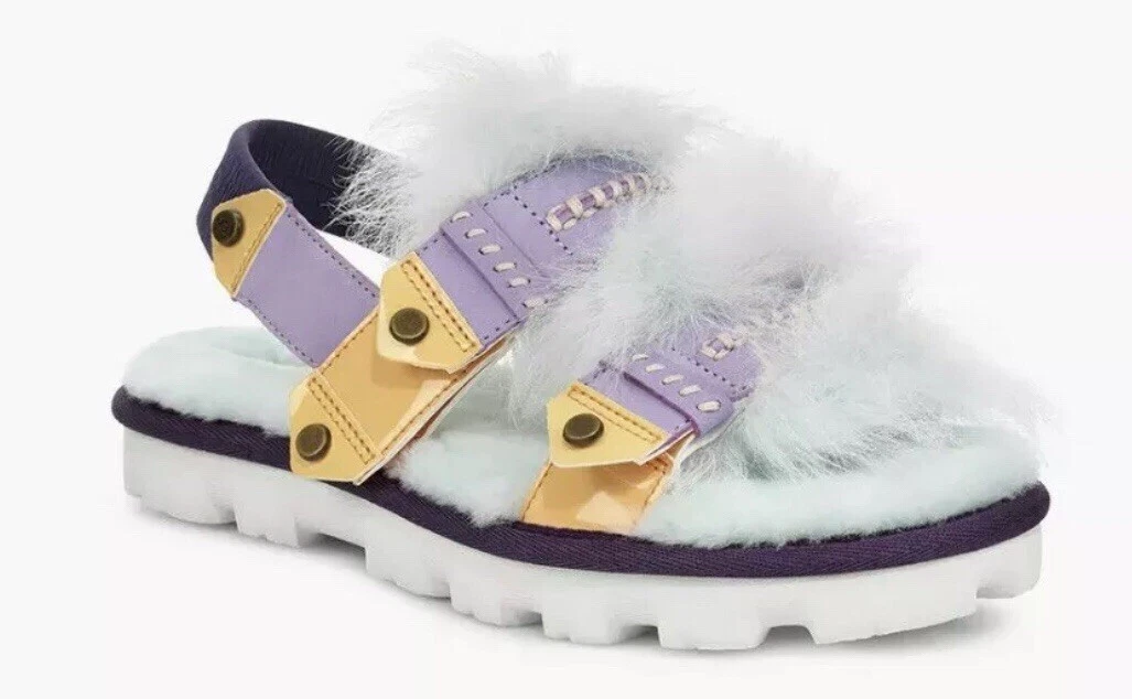 Ugg sandalo donna vernice desert dream sandalo slingback lanugine pelle di pecora taglia 6