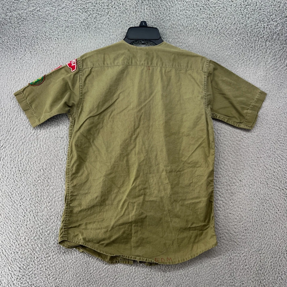 Vintage Boy Scouts America Shirt Medium 50s 60s Uniform Patches Army Green * - Image 2 of 4
