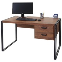 Schreibtisch HWC-A27, BüRotisch, 76X122X73Cm 3D-Struktur, Wildeiche-Optik