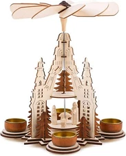 BRUBAKER Christmas Pyramid - Nativity Scene with Jesus in a Manger - Designed in