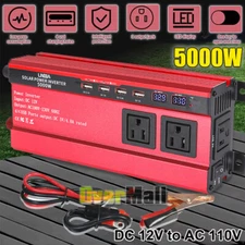 5000W Sine Wave Inverter 12V DC to 110V AC Power Inverter Solar Converter 4 USB