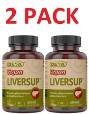 Deva VEGAN LIVERSUP, Alpha Lipoic Acid, Milk Thistle, Dandelion (2 PACK)