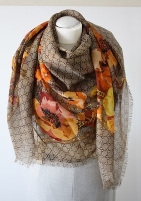 Gucci 508797 Scarf With Gg Pattern 55 1/8x55 1/8in Wool New | eBay