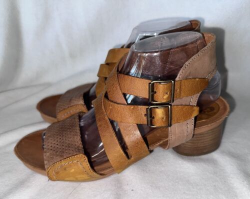 Casta Sandals Brown Leather Mid Heel Sandal Women… - image 1