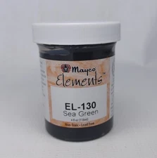 Mayco Elements Ceramic Glaze EL-130 Sea Green USED 4 Oz Jar