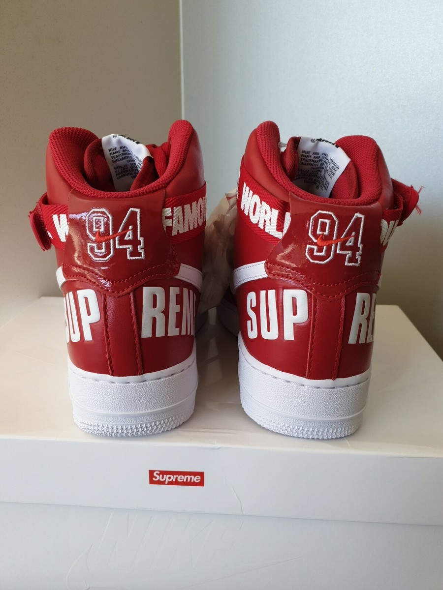 Nike Air Force 1 Supreme High 9.5 White Red Black Sf Af1 Nike Air Force 1 Supreme High 9.5 White Red Black Sf Af1