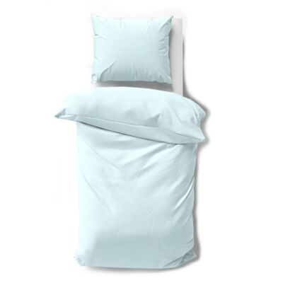 Lorena Uni Mako Satin Bettwäsche Kissenbezüge Spannbettlaken 7190-10 hellblau