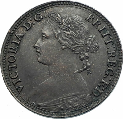 1874 UK Great Britain United Kingdom QUEEN VICTORIA Farthing