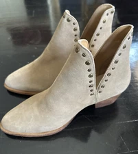 Free People Charm Double-V Ankle Studded Tan 37.5 Suede  Boots NWD