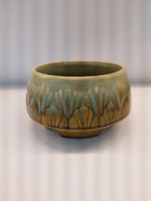 Vintage Floracal California Pottery Green Drip Glaze 5” Round Bowl Planter USA