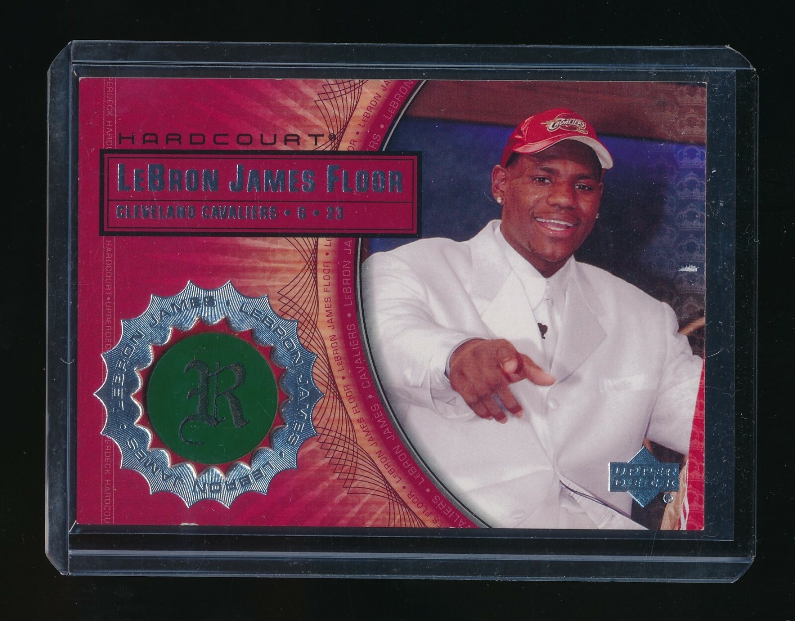 LEBRON JAMES 2003-04 UPPER DECK HARDCOURT RC FLOOR #LB4 WHITE SUIT RED HAT A*